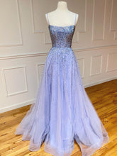 Glitter Tulle Long Prom Dress