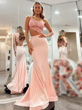 Glitter Mermaid One Shoulder Cutout Long Prom Dress