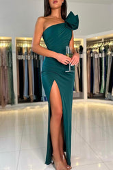 Bmbridal Dark Green One Shoulder Evening Dress Split Long On Sale