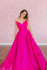 A-Line Strapless Satin Long Prom Dress