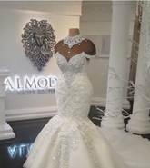 Bmbridal Off-the-Shoulder Mermaid Wedding Dress With Appliques Beads