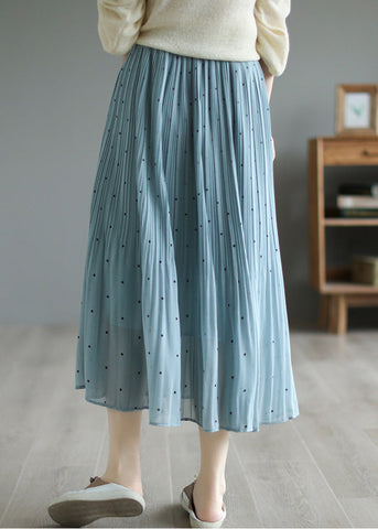 Blue Chiffon Pleated Skirts Oversized Exra Large Hem Summer Blue Chiffon Pleated Skirts Oversized Exra Large Hem Summer