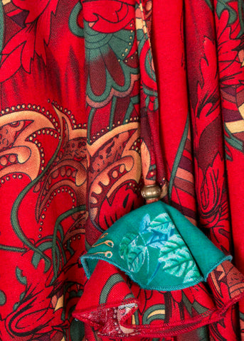 Bohemian Red Cinched Print Patchwork Exra Large Hem Cotton Skirts Fall Bohemian Red Cinched Print Patchwork Exra Large Hem Cotton Skirts Fall