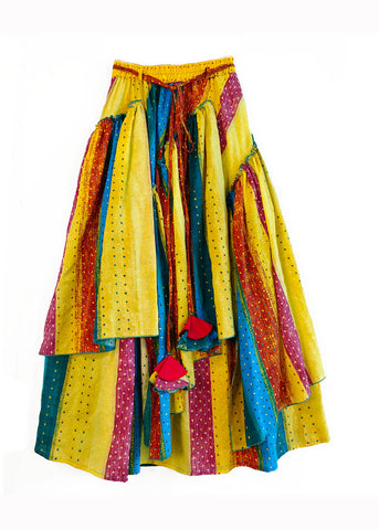 Boho Colorblock Striped Asymmetrical Design Patchwork Cotton Skirts Fall Boho Colorblock Striped Asymmetrical Design Patchwork Cotton Skirts Fall
