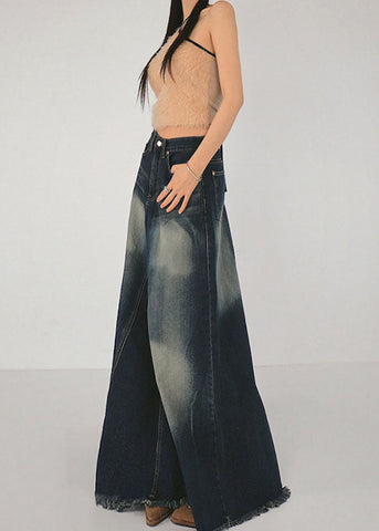 Boutique Blue Pockets Patchwork High Waist Denim Maxi Skirt Summer Boutique Blue Pockets Patchwork High Waist Denim Maxi Skirt Summer