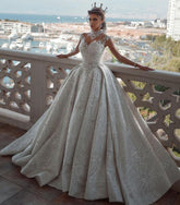 BMbridal Sleeveless Ball Gown Wedding Dress With Sequins Luxurious Bridal Gowns
