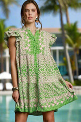 Full Size Mixed Print Mini Resort Dress