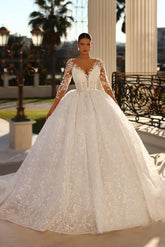 Bmbridal Long Sleeves Ball Gown Bridal Dress Lace Appliques Online