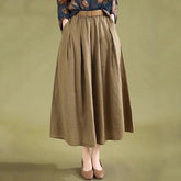 Summer Minimalist Solid Linen A-Line Skirt