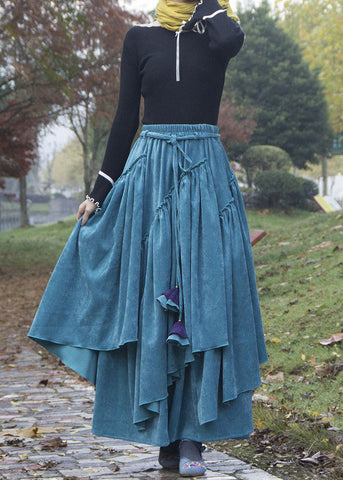 Boho Purple Wrinkled Asymmetrical Patchwork Corduroy Skirts Fall Boho Purple Wrinkled Asymmetrical Patchwork Corduroy Skirts Fall