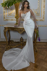 Bmbridal Sweetheart Mermaid Wedding Dress Sweetheart With Beads