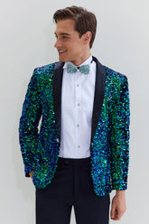 Green Men's Sequined Blazer Jacket