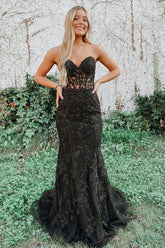 Strapless Prom Dress with Appliques