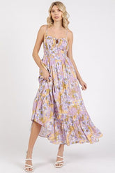 Floral Ruffled Hem Summer Maxi Cami Dress