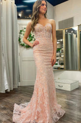 Mermaid Sweetheart Sequined Lace Long Prom Dress