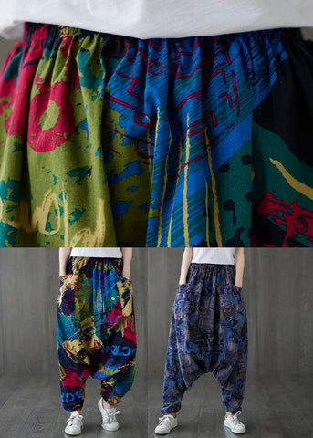 Blue Elastic Waist Loose Lantern Pants Summer Blue Elastic Waist Loose Lantern Pants Summer
