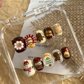 New Christmas Cute Snowman with Short Square NailsCarefully designed pure handmade press-on gel nails