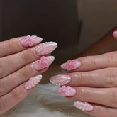 Pearl and 3D Pink Flower Fashion NailCarefully designed pure handmade press-on gel nails