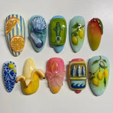 Bananas and LemonsCarefully designed pure handmade press-on gel nails