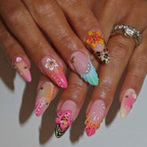 MXYIYANR Press On Nails 3D Five Petal Flower Medium AlmondCarefully designed pure handmade press-on gel nails