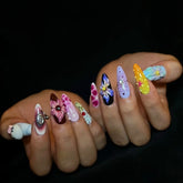 Kitty and FlowersCarefully designed pure handmade press-on gel nails