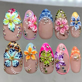 Hot SaleFlower Cluster with Five PetalsHandmade Artificial Gel Nail Press-On Nails