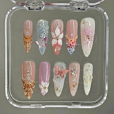 Long Almond 3D Shell NailsCarefully designed pure handmade press-on gel nails