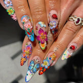 Hot SaleFlowers Blooming Like A Piece Of BrocadeHandmade Artificial Gel Nail Press-On Nails