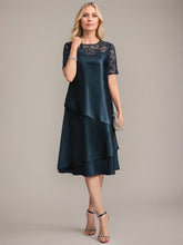 A-Line Scoop Knee-Length Mother of the Bride Dress With Applique & Sequins