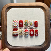 Hot SaleCute gingerbread man, Merry Christmas, nailsHandmade Artificial Gel Nail Press-On Nails