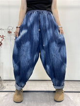 Women Summer Vintage Tie-dye Spliced Denim Harem Pants