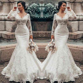 Bmbridal Lace Mermaid Wedding Dress Long Sleeves On Sale