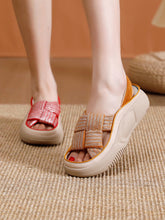 Women Summer Weaving Peep-toe Outdoor Platform Shoes