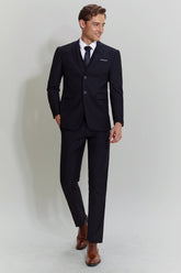 Black Three Piece Suit for Men with Notched Lapel