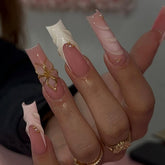 Pink Line Square Tube NailCarefully designed pure handmade press-on gel nails