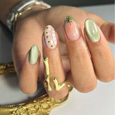 Hot SaleGreen Cat Eye French NailHandmade Artificial Gel Nail Press-On Nails