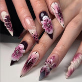 Hot Selling Purple Butterfly Orchid Flowers Almond NailsCarefully designed pure handmade press-on gel nails