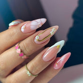 Pink INS Y2K French Almond NailCarefully designed pure handmade press-on gel nails