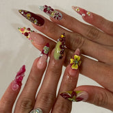 Hot SaleColorful INS Y2K French Women's Stiletto Almond NailsHandmade Artificial Gel Nail Press-On Nails