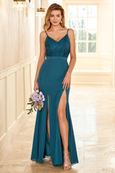 Lace Bridesmaid Dress with Slit