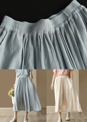 Boho Light Blue Wrinkled Pockets Patchwork Cotton Skirts Summer Boho Light Blue Wrinkled Pockets Patchwork Cotton Skirts Summer