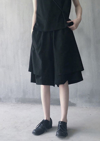 Brief Black Patchwork High Waist Cotton Layered Shorts Summer Brief Black Patchwork High Waist Cotton Layered Shorts Summer