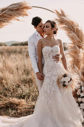 BMbridal Vintage Sweetheart Mermaid Wedding Dress With Lace Appliques