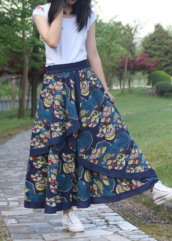 Boho Red Plaid Wrinkled Asymmetrical Patchwork Linen Skirts Fall Boho Red Plaid Wrinkled Asymmetrical Patchwork Linen Skirts Fall