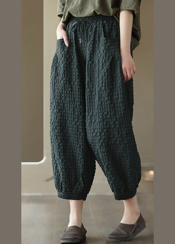 Blackish Green Tie Waist Cozy Crop Pants Blackish Green Tie Waist Cozy Crop Pants