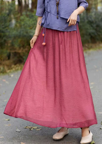 Bohemian Red Wrinkled Elastic Waist Patchwork Cotton Skirts Summer Bohemian Red Wrinkled Elastic Waist Patchwork Cotton Skirts Summer