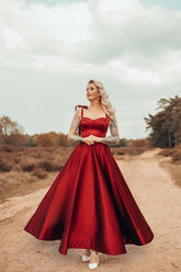 Bmbridal Straps Sweetheart Burgundy Prom Dress Sleeves Online