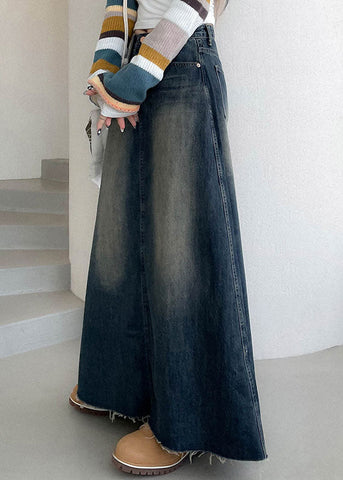 Boutique Blue Pockets Patchwork Denim Maxi Skirts Fall Boutique Blue Pockets Patchwork Denim Maxi Skirts Fall