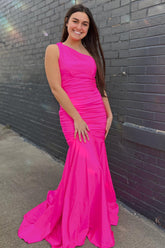 One Shoulder Mermaid Long Prom Dress