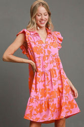 Full Size Floral Ruffle Vacation Dress